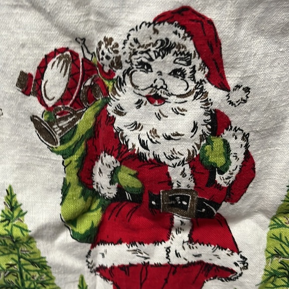 Vintage Parisian Prints Santa Claus Linen Kitchen Tea Towel Christmas Retro 50’s - Picture 3 of 9
